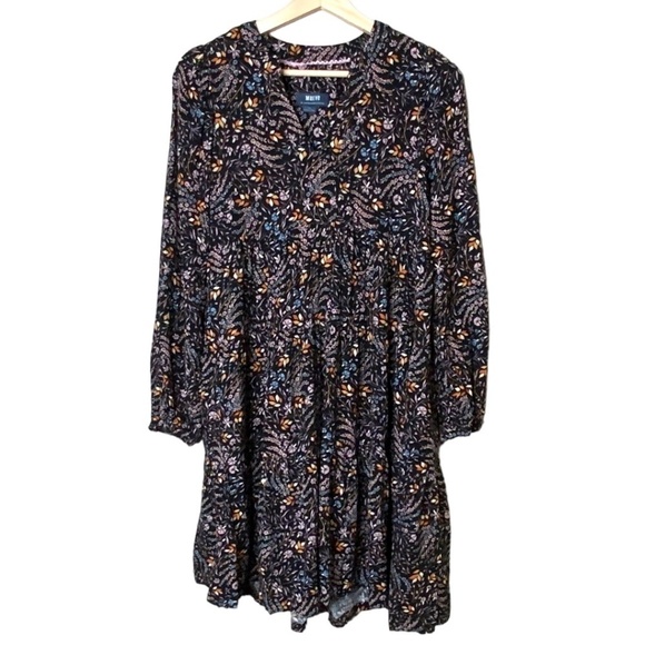 ANTHROPOLOGIE MAEVE Viscose Boho Multi Colour Floral Tiered Long Sleeve Dress S - Picture 3 of 9